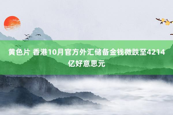 黄色片 香港10月官方外汇储备金钱微跌至4214亿好意思元