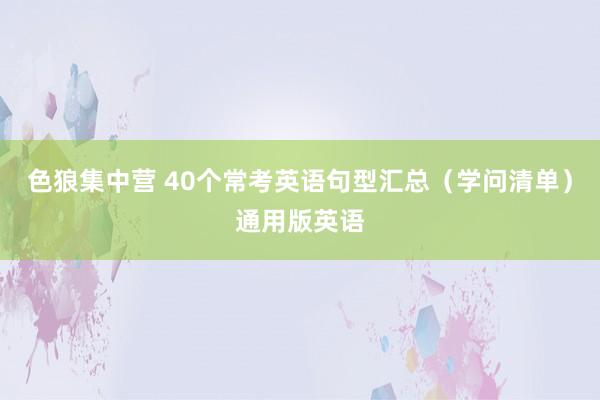 色狼集中营 40个常考英语句型汇总（学问清单）通用版英语