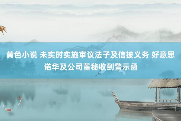 黄色小说 未实时实施审议法子及信披义务 好意思诺华及公司董秘收到警示函