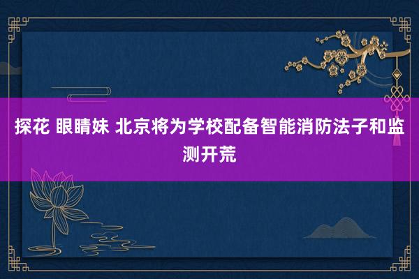 探花 眼睛妹 北京将为学校配备智能消防法子和监测开荒
