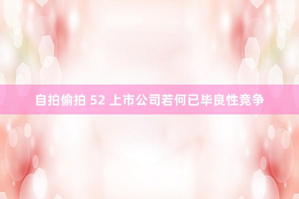 自拍偷拍 52 上市公司若何已毕良性竞争
