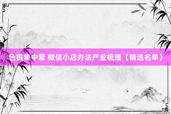 色狼集中营 微信小店办法产业梳理（精选名单）