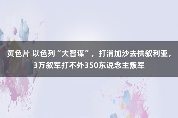 黄色片 以色列“大智谋”，打消加沙去拱叙利亚，3万叙军打不外350东说念主叛军