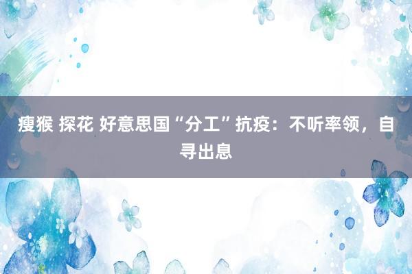瘦猴 探花 好意思国“分工”抗疫：不听率领，自寻出息