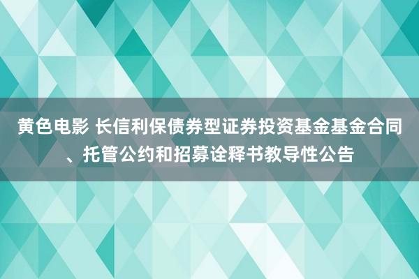 黄色电影 长信利保债券型证券投资基金基金合同、托管公约和招募诠释书教导性公告