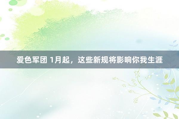 爱色军团 1月起，这些新规将影响你我生涯