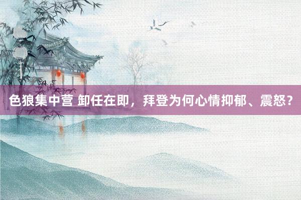 色狼集中营 卸任在即，拜登为何心情抑郁、震怒？