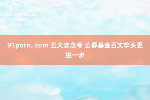 91porn. com 五大念念考 公募基金百丈竿头更进一步