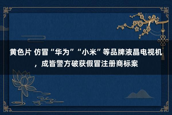 黄色片 仿冒“华为”“小米”等品牌液晶电视机，成皆警方破获假冒注册商标案