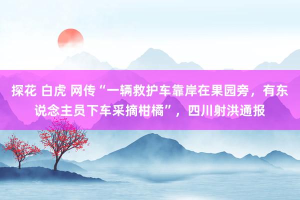 探花 白虎 网传“一辆救护车靠岸在果园旁，有东说念主员下车采摘柑橘”，四川射洪通报