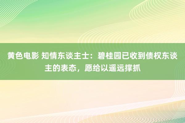 黄色电影 知情东谈主士：碧桂园已收到债权东谈主的表态，愿给以遥远撑抓