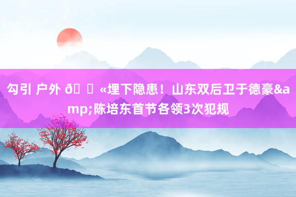勾引 户外 😫埋下隐患！山东双后卫于德豪&陈培东首节各领3次犯规