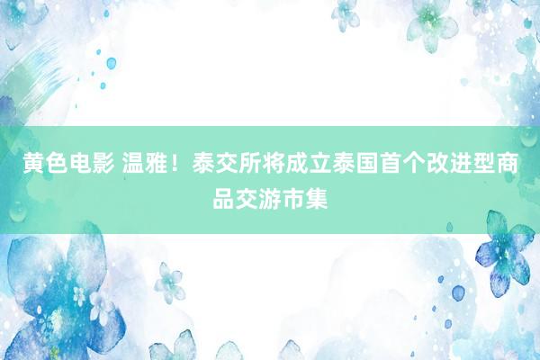 黄色电影 温雅！泰交所将成立泰国首个改进型商品交游市集