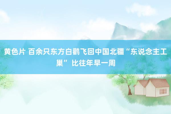 黄色片 百余只东方白鹳飞回中国北疆“东说念主工巢” 比往年早一周