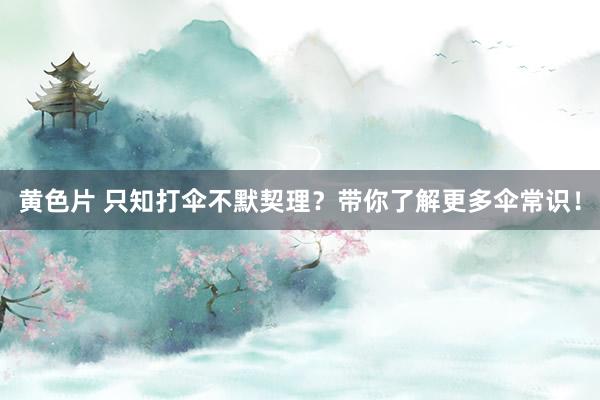 黄色片 只知打伞不默契理？带你了解更多伞常识！