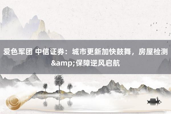 爱色军团 中信证券：城市更新加快鼓舞，房屋检测&保障逆风启航