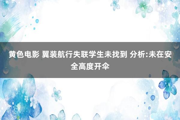 黄色电影 翼装航行失联学生未找到 分析:未在安全高度开伞