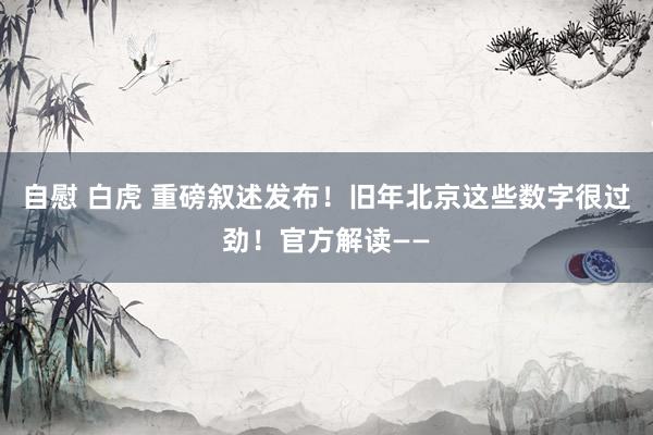 自慰 白虎 重磅叙述发布！旧年北京这些数字很过劲！官方解读——
