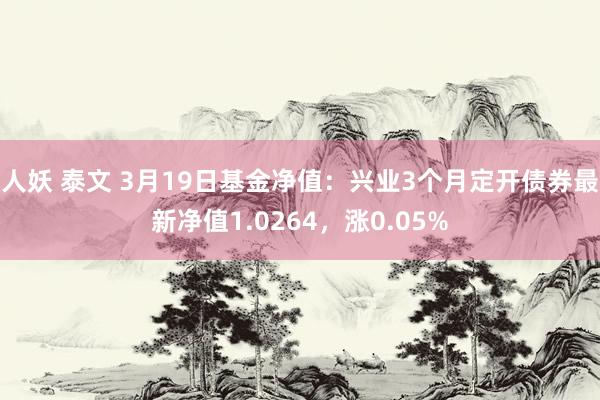 人妖 泰文 3月19日基金净值：兴业3个月定开债券最新净值1.0264，涨0.05%