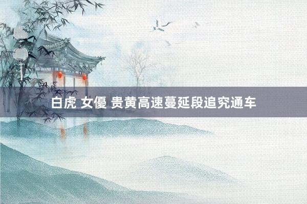 白虎 女優 贵黄高速蔓延段追究通车