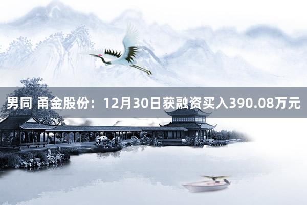 男同 甬金股份：12月30日获融资买入390.08万元