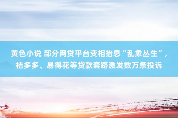 黄色小说 部分网贷平台变相抬息“乱象丛生”，桔多多、易得花等贷款套路激发数万条投诉