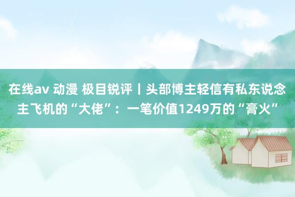 在线av 动漫 极目锐评丨头部博主轻信有私东说念主飞机的“大佬”：一笔价值1249万的“膏火”