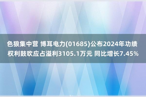 色狼集中营 博耳电力(01685)公布2024年功绩 权利鼓吹应占溢利3105.1万元 同比增长7.45%