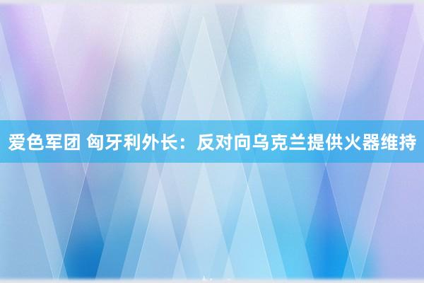 爱色军团 匈牙利外长：反对向乌克兰提供火器维持