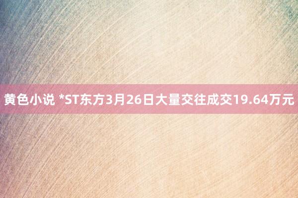黄色小说 *ST东方3月26日大量交往成交19.64万元