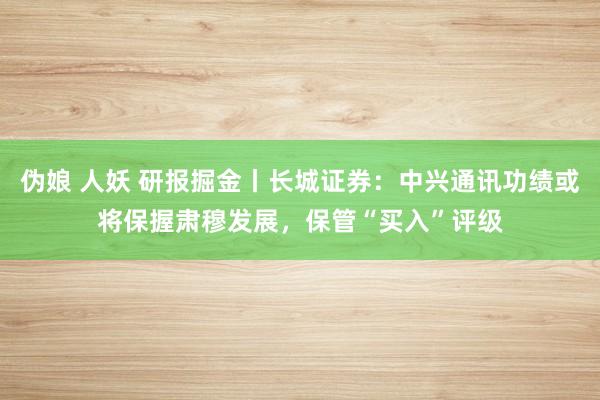 伪娘 人妖 研报掘金丨长城证券：中兴通讯功绩或将保握肃穆发展，保管“买入”评级