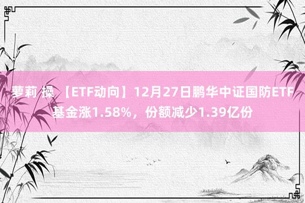 萝莉 操 【ETF动向】12月27日鹏华中证国防ETF基金涨1.58%,份额减少1.39亿份