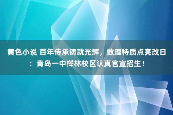 黄色小说 百年传承铸就光辉，数理特质点亮改日：青岛一中榉林校区认真官宣招生！
