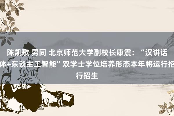 陈凯歌 男同 北京师范大学副校长康震：“汉讲话文体+东谈主工智能”双学士学位培养形态本年将运行招生