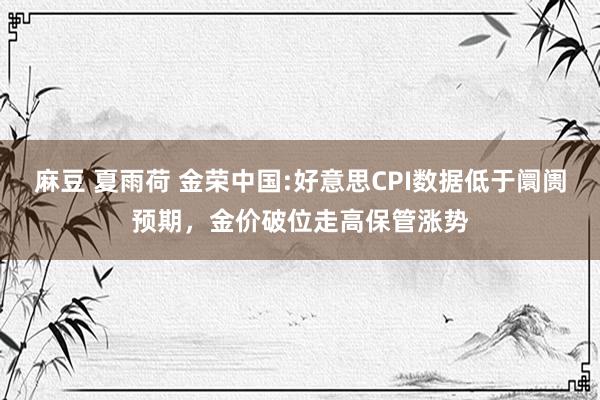 麻豆 夏雨荷 金荣中国:好意思CPI数据低于阛阓预期，金价破位走高保管涨势