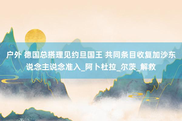 户外 德国总搭理见约旦国王 共同条目收复加沙东说念主说念准入_阿卜杜拉_尔茨_解救