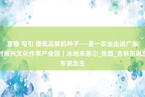 直播 勾引 播低品牌的种子——圣一农业走进广东乡村振兴文化作事产业园｜冰地来客⑤_张璐_吉林东说念主
