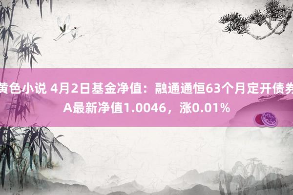 黄色小说 4月2日基金净值：融通通恒63个月定开债券A最新净值1.0046，涨0.01%