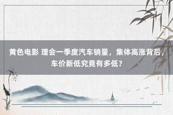 黄色电影 理会一季度汽车销量，集体高涨背后，车价新低究竟有多低？