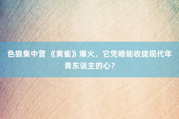 色狼集中营 《黄雀》爆火，它凭啥能收拢现代年青东谈主的心？