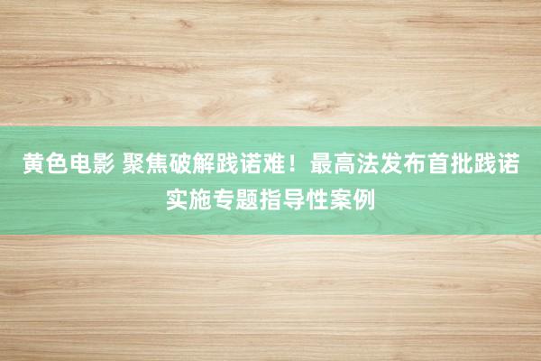 黄色电影 聚焦破解践诺难！最高法发布首批践诺实施专题指导性案例