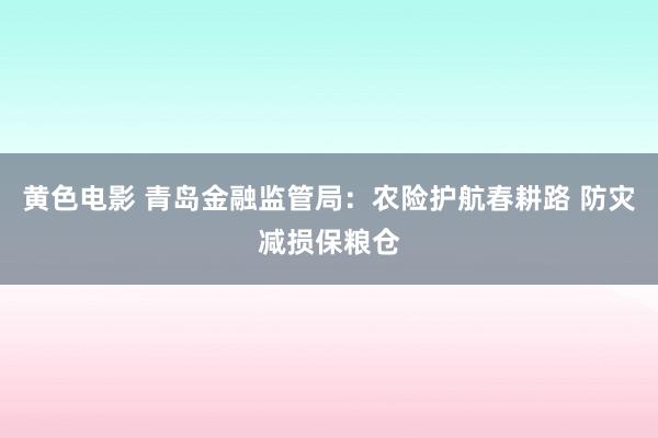 黄色电影 青岛金融监管局：农险护航春耕路 防灾减损保粮仓