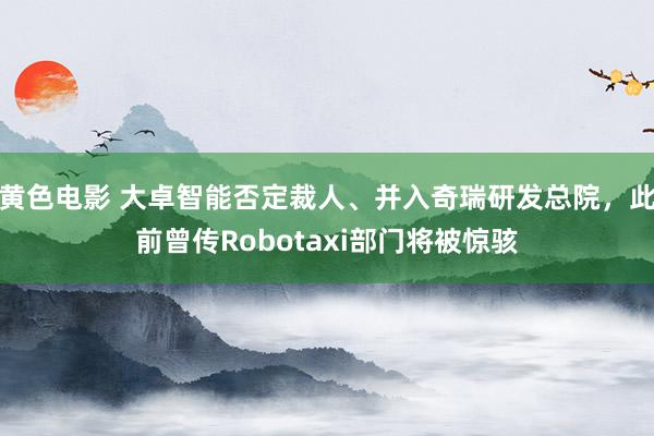 黄色电影 大卓智能否定裁人、并入奇瑞研发总院，此前曾传Robotaxi部门将被惊骇