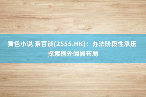 黄色小说 茶百谈(2555.HK)：办法阶段性承压 探索国外阛阓布局