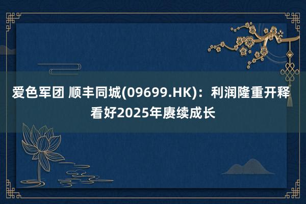 爱色军团 顺丰同城(09699.HK)：利润隆重开释 看好2025年赓续成长