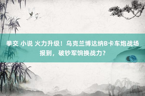 拳交 小说 火力升级！乌克兰博达纳B卡车炮战场报到，破钞军饷换战力？