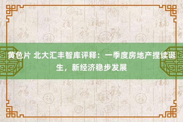 黄色片 北大汇丰智库评释：一季度房地产捏续诞生，新经济稳步发展