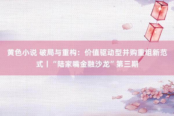 黄色小说 破局与重构：价值驱动型并购重组新范式丨“陆家嘴金融沙龙”第三期
