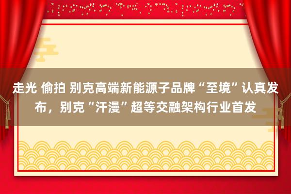 走光 偷拍 别克高端新能源子品牌“至境”认真发布，别克“汗漫”超等交融架构行业首发